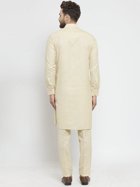 Designer Linen Pathani Kurta Pajama Set