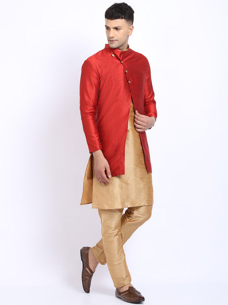 3 Pc set of Brocade Jacket with Kurta & Churidar Pajama by Luxury at Less