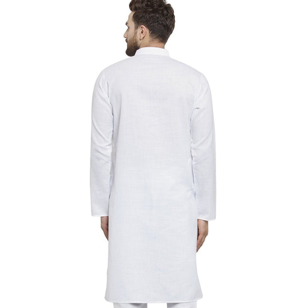 New Linen Plain Kurta In White By Luxury at Less