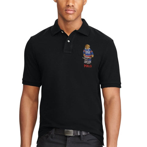 Luxurious Embroidered Bear Polo Tee