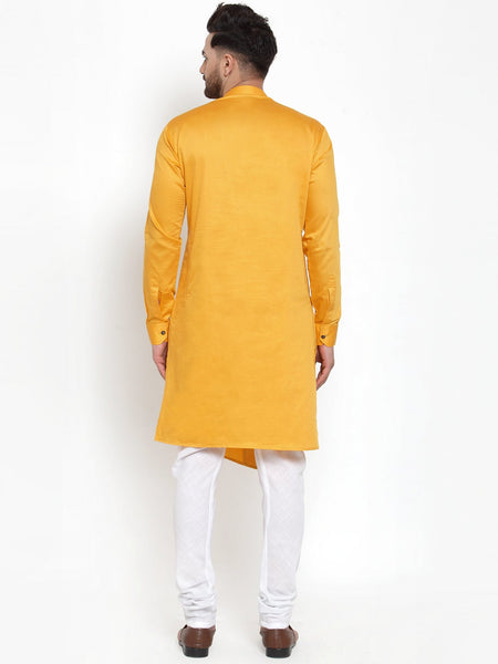 Designer Mustard Yellow Kurta With Churidar Pajama Set