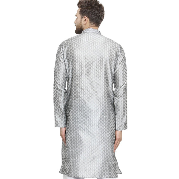 Embellished Brocade Kurta in Grey By Luxury at Less