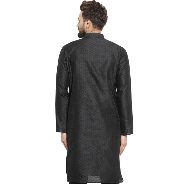 Embellished Brocade Kurta in Black By Luxury at Less