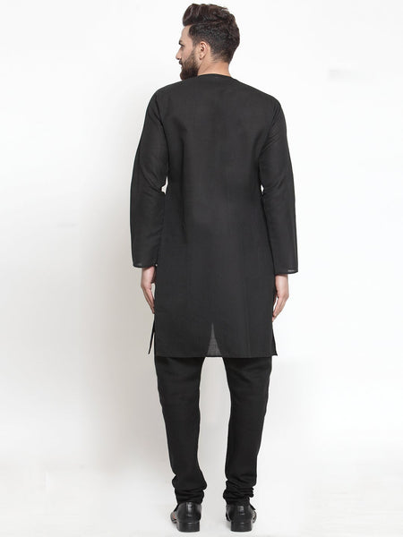 Designer Linen Kurta Black Pajama Set