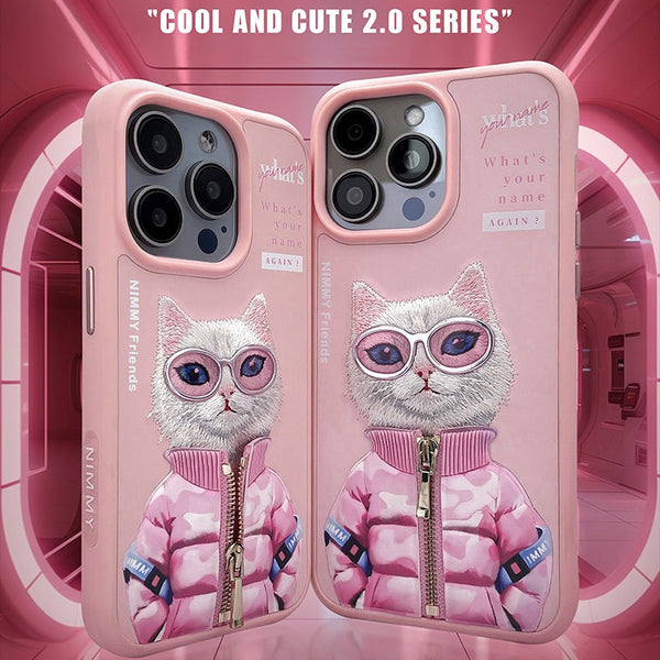 Nimmy Cool & Cute Series Embroidery Leather Case for iPhone 15 Series