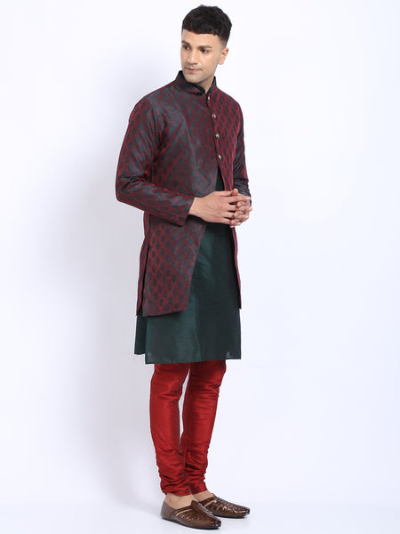 3 Pc set of Brocade Jacket with Kurta & Churidar Pajama by Luxury at Less