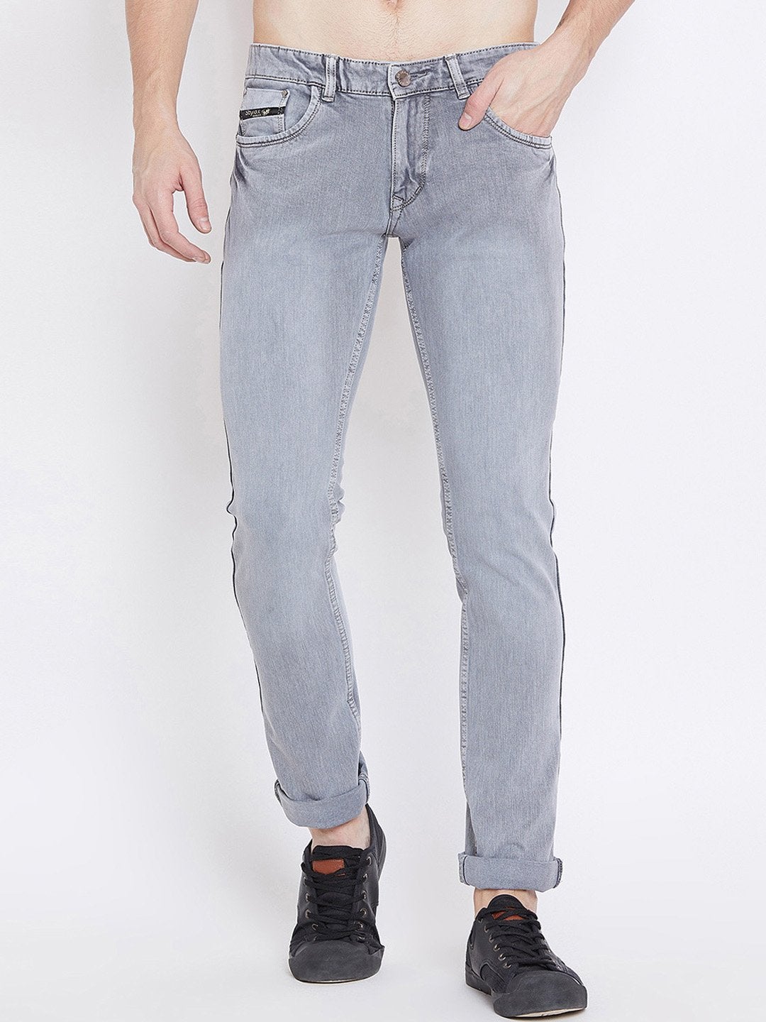 Men Grey Slim Fit Mid-Rise Clean Look Stretchable Jeans