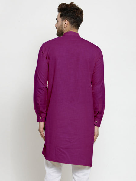 Designer Purple Linen Kurta For Men By Luxury at Less