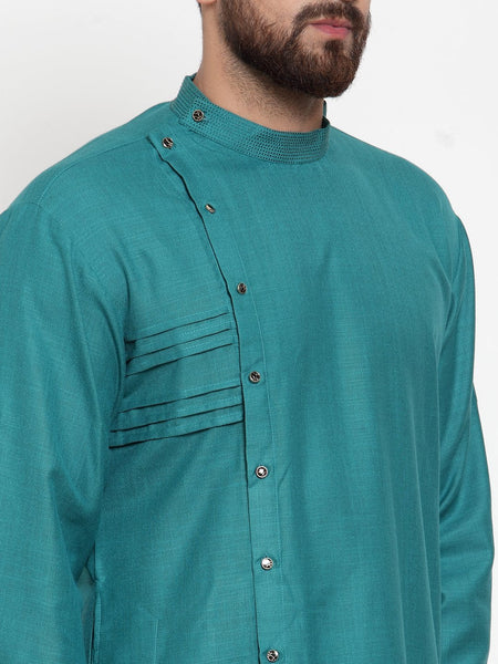 Designer Sea Green Kurta Pajama Churidar Set For Men By Luxury at Less