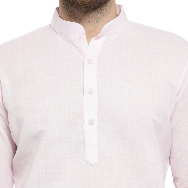 New Lenin Plain Kurta In Pink By Luxury at Less