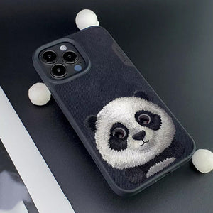 Nimmy 3D Embroided Panda Back Case for iPhone 15 Series