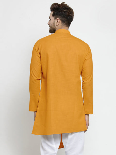 Designer Mustard Yellow Linen Kurta For Men By Luxury at Less