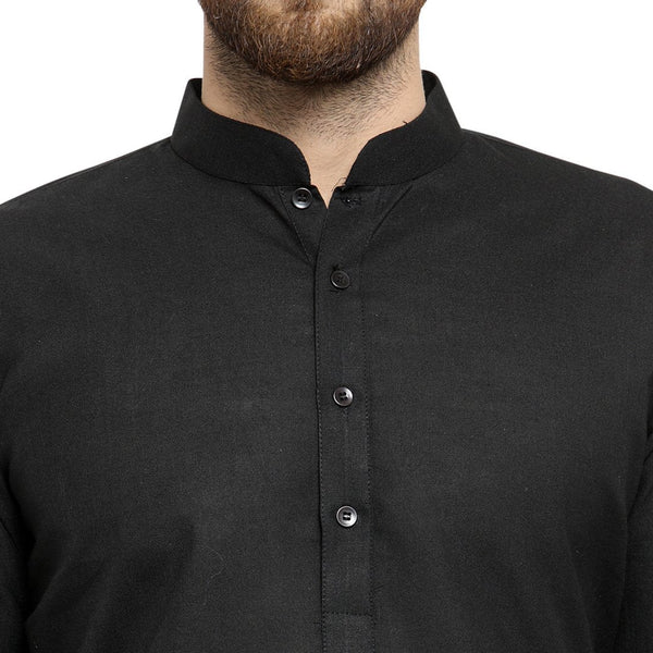 New Lenin Plain Kurta in Black By Luxury at Less