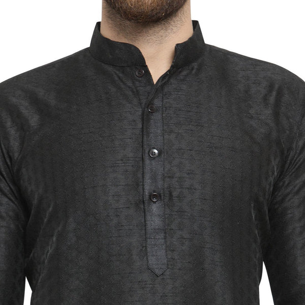 Embellished Brocade Kurta in Black By Luxury at Less