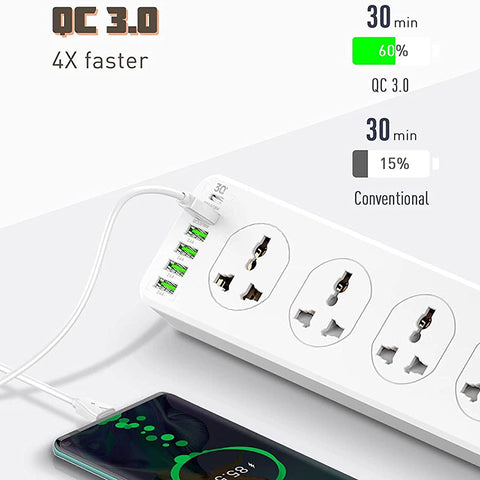 30W 10 Port + 1 PD + 1 QC + 4 USB Universal Power Socket Fast Charging Ports