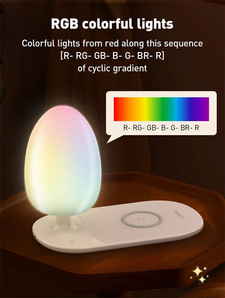 2 in 1 LED RGB Desk Lamp with Fast Wireless Charging Landscape Night Lamp