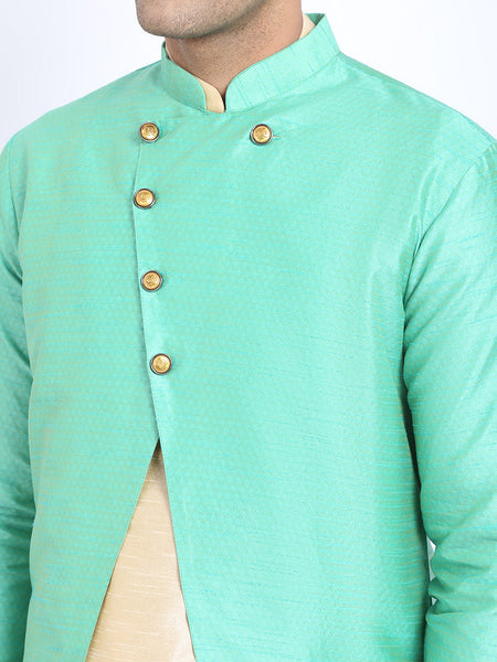 3 Pc set of Brocade Jacket with Kurta & Churidar Pajama by Luxury at Less