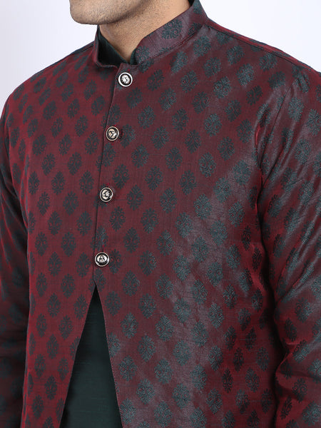 3 Pc set of Brocade Jacket with Kurta & Churidar Pajama by Luxury at Less