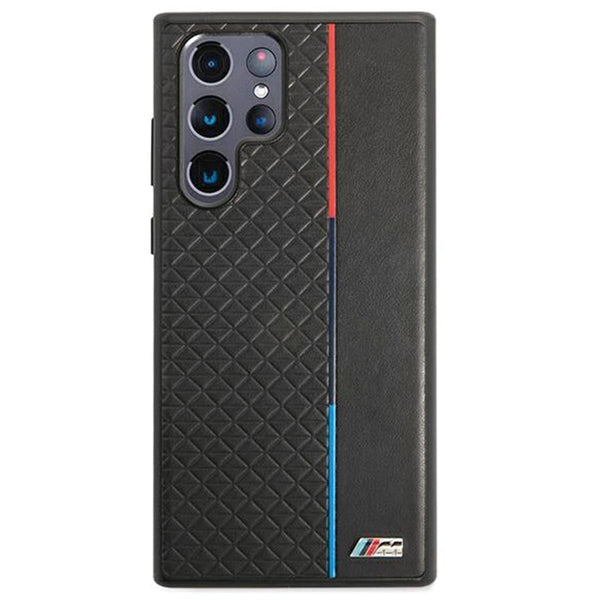 BMW Tricolor Stripe Metal Logo Case For Samsung S22 Series