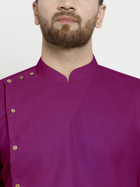 Designer Purple Linen Kurta For Men By Luxury at Less