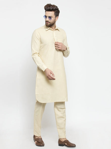 Designer Linen Pathani Kurta Pajama Set