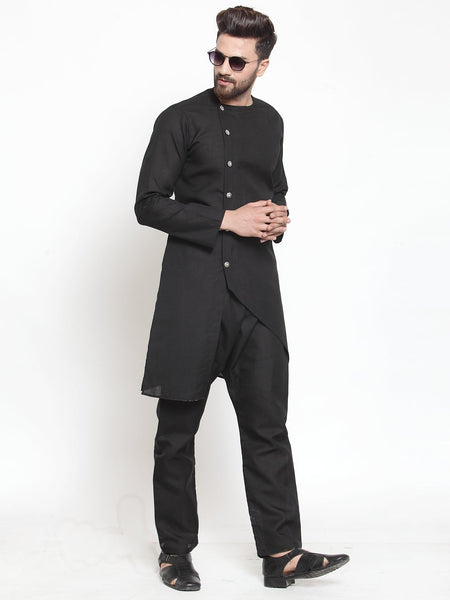 Designer Linen Kurta Black Pajama Set