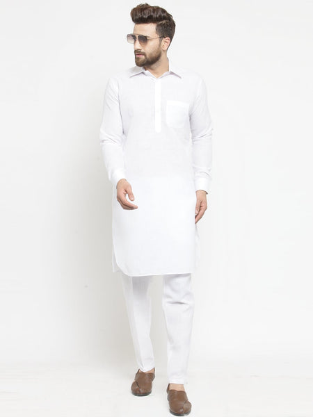 Designer Linen Pathani Kurta Pajama Set