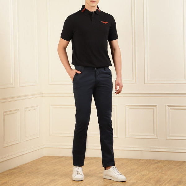 Premium Men Black AM Tipped Polo T-shirt