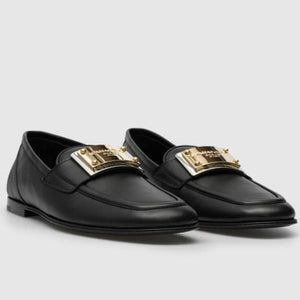 Premium Logo-Plaque  Black Loafers