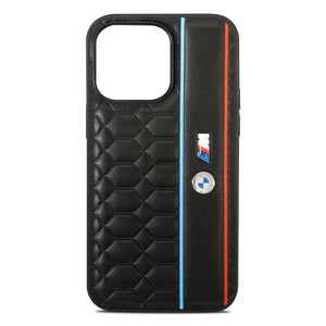 BMW Hexagon Tricolor Line Metal Logo Case for iPhone 11, 12 13, 14 & 15 Series