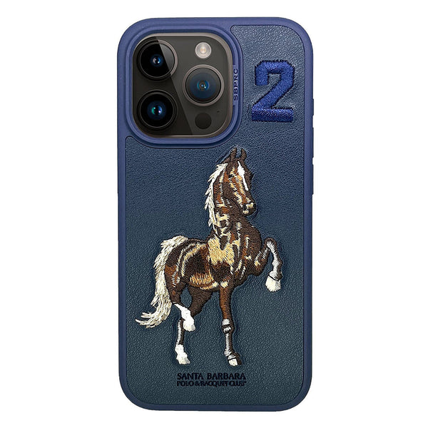 Santa Barbara Boris Series Embroided Horse Leather Case for iPhone 15 Series