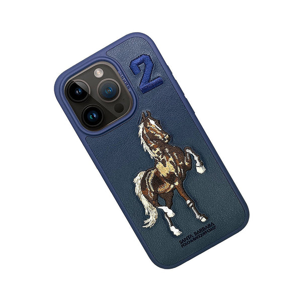 Santa Barbara Boris Series Embroided Horse Leather Case for iPhone 15 Series