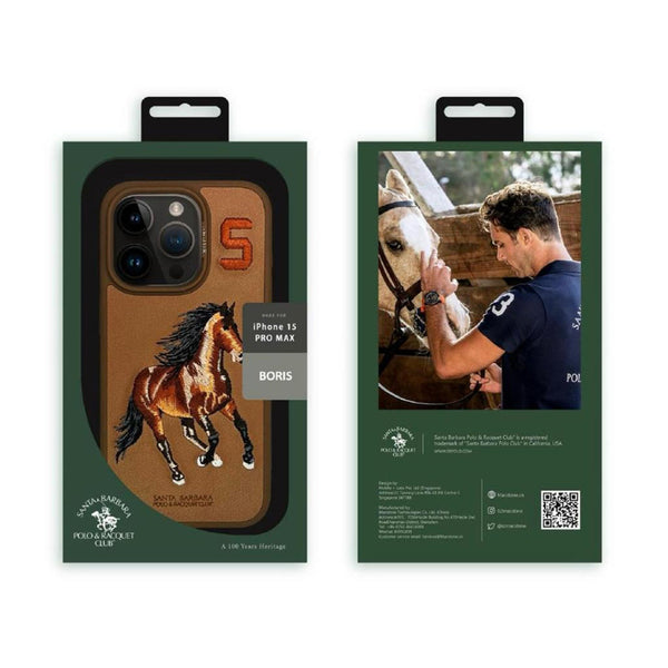 Santa Barbara Boris Series Embroided Horse Leather Case for iPhone 15 Series