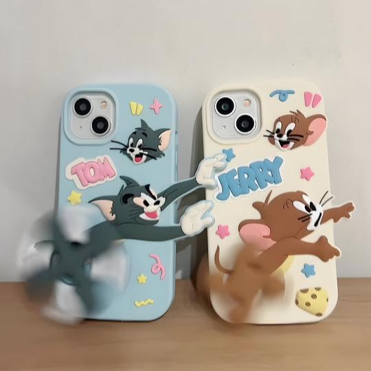 3D Running Cartoon Flexible Silicone Soft Case for iPhone 13 14 & 15 Series