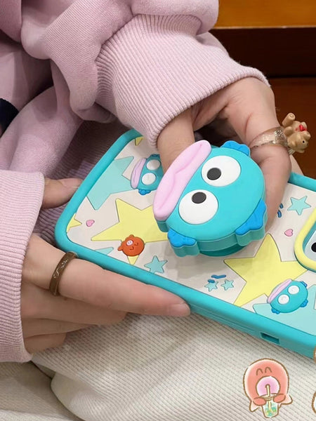 3D Cartoon Ugly Fish Holder Soft Silicone Back Case for iPhone 12 ,13 14 and 15 Series