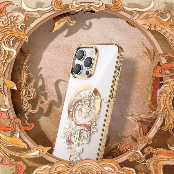 Luxury Magnetic Magsafe Dragon, Phoenix, Deer Case for iPhone 14 Series