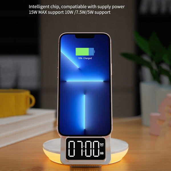 4 in 1 Wireless Fast Charger with Time Clock and Backlight