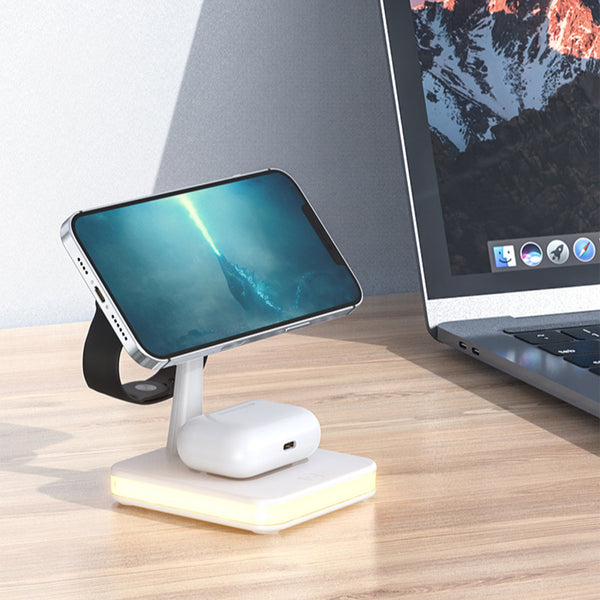 4 in 1 magnetic wireless charger stand With lamp - Luxury at Less