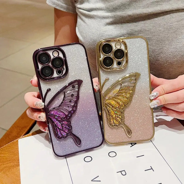 Butterfly Glitter Bling Camera Lens Protection TPU Case for 11, 12, 13, 14 & 15 Series