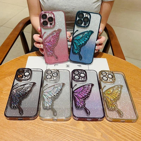 Butterfly Glitter Bling Camera Lens Protection TPU Case for 11, 12, 13, 14 & 15 Series