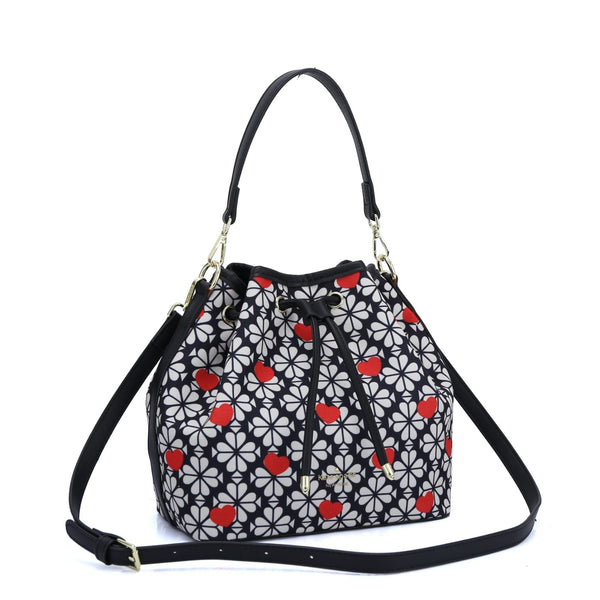 Spade Flower Jacquard Hearts Medium Bucket Bag