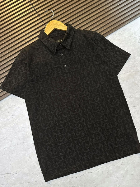 Imported All Over Brand Signature  Print Polo T-shirt