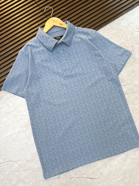 Imported All Over Brand Signature  Print Polo T-shirt