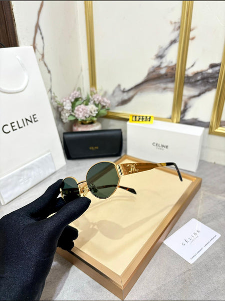 Luxury Oval Shape Gold Tone  Sunglass  For Women