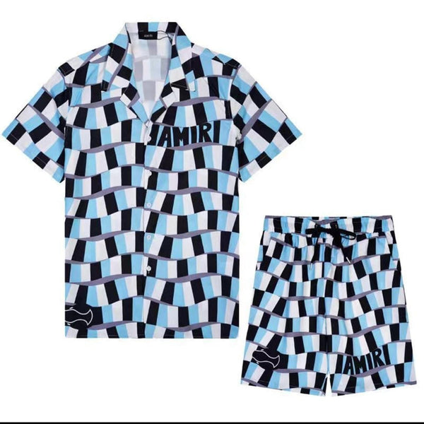 Premium Snake Check-Print Shirt  & Shorts