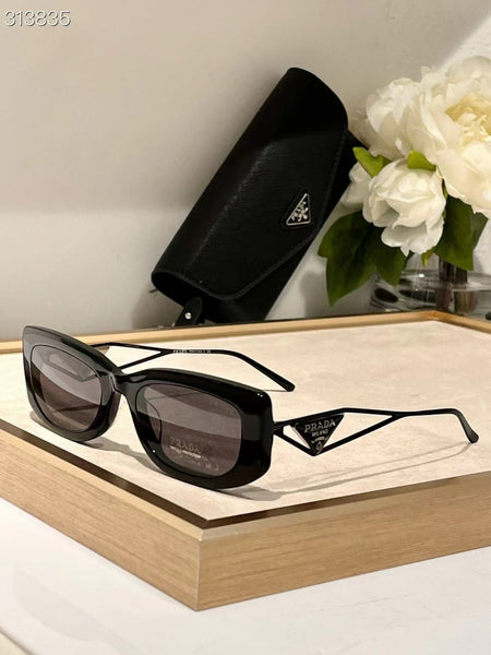 Triangle Logo Rectangle Acetate & Metal Sunglasses