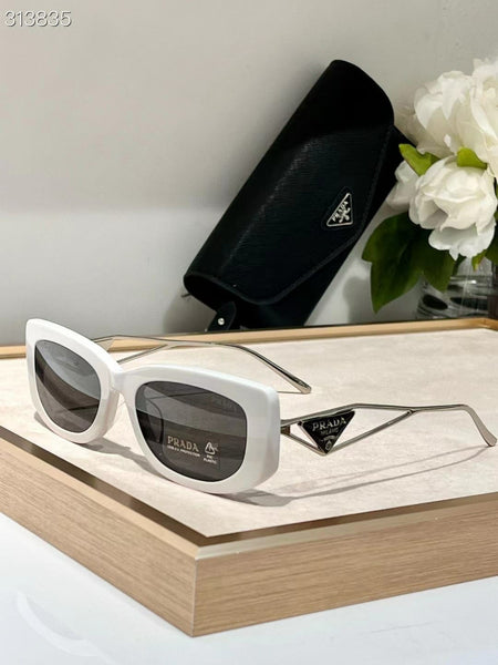 Triangle Logo Rectangle Acetate & Metal Sunglasses