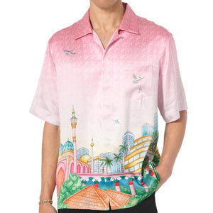 Morning City View Drop Shoulder  Shirt