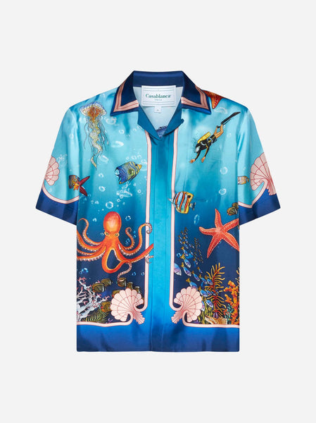 Luxury Fond Marin Blue Bowling Shirt