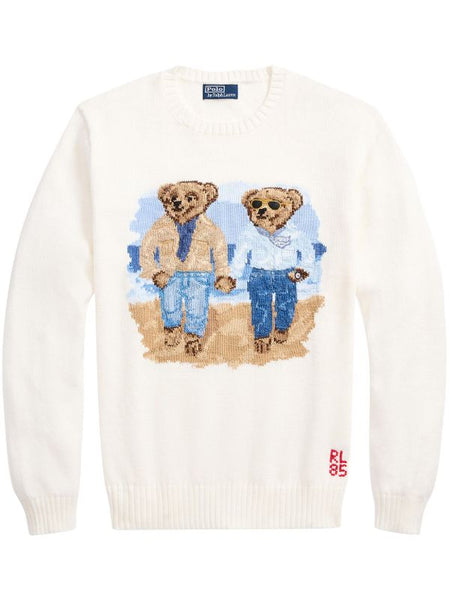 Premium Men White Bear Knitted Sweater